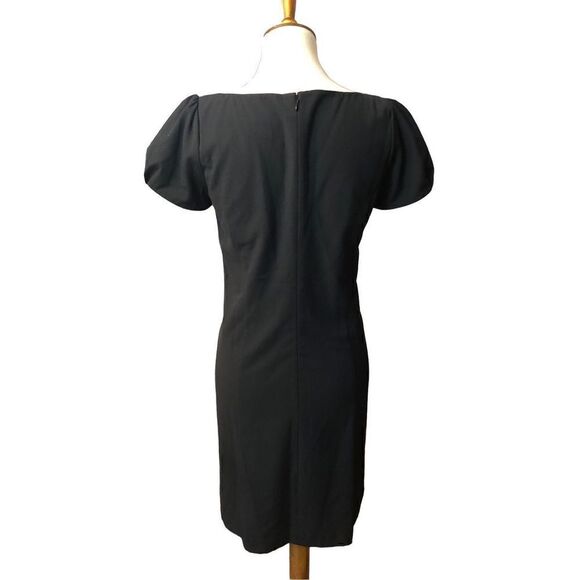 Ann Taylor Black Cap Sleeve Ruffle Shift Dress Career Cocktail EUC Size 6 - Picture 7 of 13